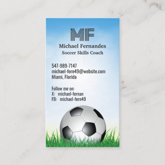Soccer Football Business Card Template (Front)