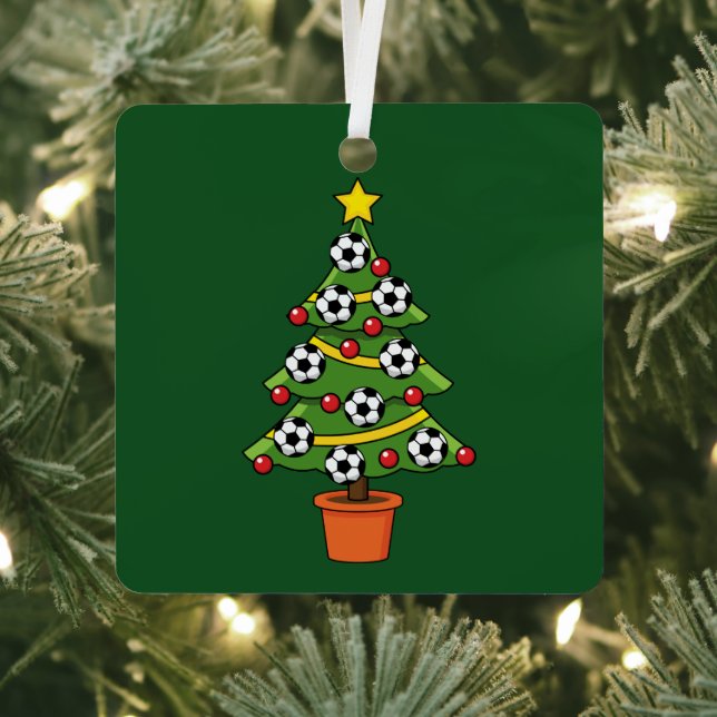 Soccer Football Christmas Tree Metal Ornament (Insitu)