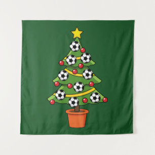 Soccer Football Christmas Tree Tapestry