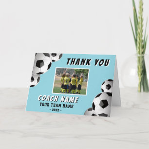 Soccer Football Coach Name Photo Letterpress Thank You Card