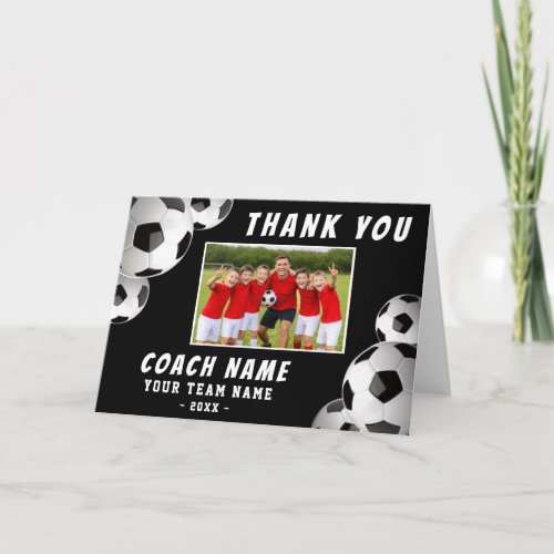 Soccer Football Coach Name Photo Letterpress Thank You Card