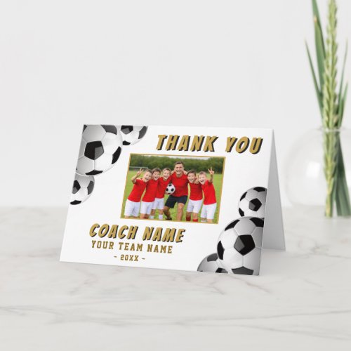 Soccer Football Coach Name Photo Letterpress Thank You Card