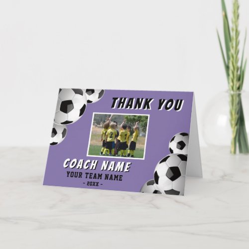 Soccer Football Coach Name Photo  Thank You Card