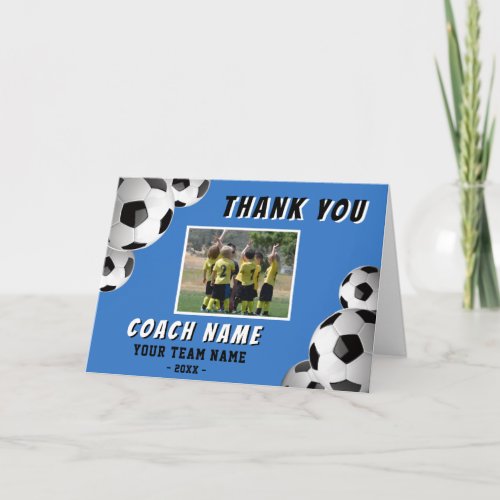 Soccer Football Coach Name Photo  Thank You Card