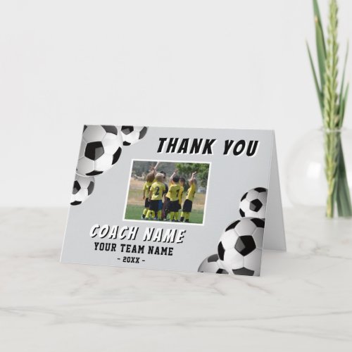 Soccer Football Coach Name Photo  Thank You Card