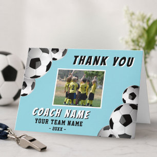 Soccer Football Coach Name Photo Thank You Card