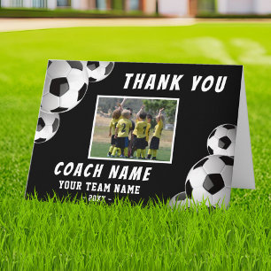 Soccer Football Coach Name Photo  Thank You Card
