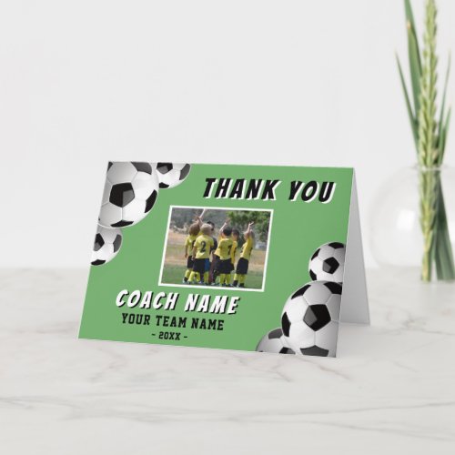 Soccer Football Coach Name Photo  Thank You Card