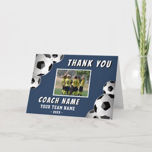 Soccer Football Coach Name Photo  Thank You Card
