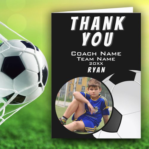 Soccer Football Coach Soccer Ball Photo Thank You Card