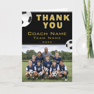 Soccer Football Coach Team Photo Letterpress Thank You Card
