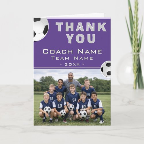 Soccer Football Coach Team Photo Letterpress Thank You Card
