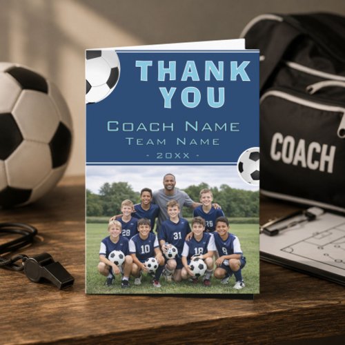 Soccer Football Coach Team Photo Letterpress Thank You Card