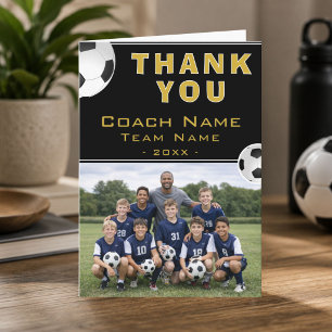 Soccer Football Coach Team Photo Letterpress Thank You Card