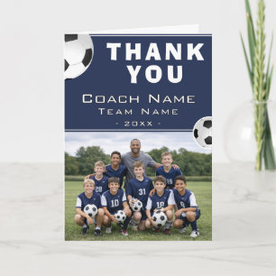 Soccer Football Coach Team Photo Letterpress Thank You Card
