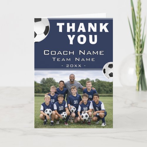 Soccer Football Coach Team Photo Letterpress Thank You Card