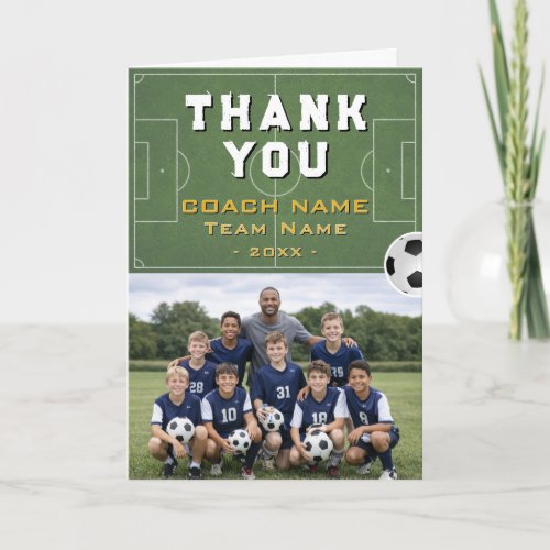 Soccer Football Coach Team Photo Letterpress Thank You Card