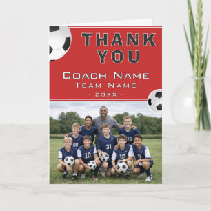 Soccer Football Coach Team Photo Letterpress Thank You Card