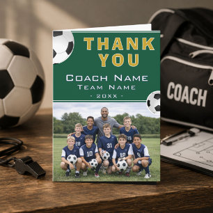 Soccer Football Coach Team Photo Thank You Card