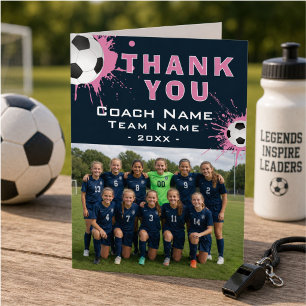 Soccer Football Coach Team Photo Thank you  Card