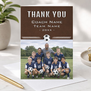 Soccer Football Coach Team Photo Thank you Card