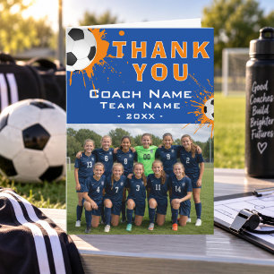 Soccer Football Coach Team Photo Thank you  Card