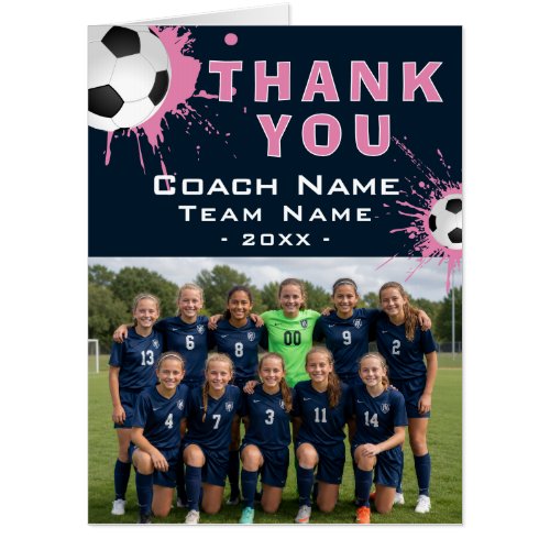 Soccer Football Coach Team Photo Thank you Giant Card