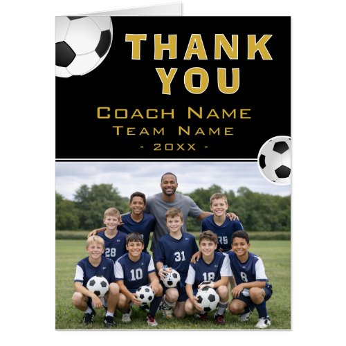 Soccer Football Coach Team Photo Thank you Giant Card