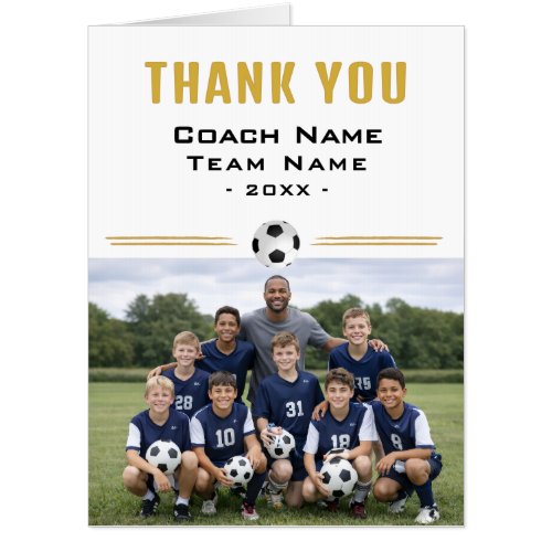 Soccer Football Coach Team Photo Thank you Giant Card