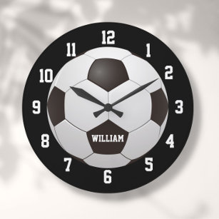 Soccer Football Custom Name Large Clock