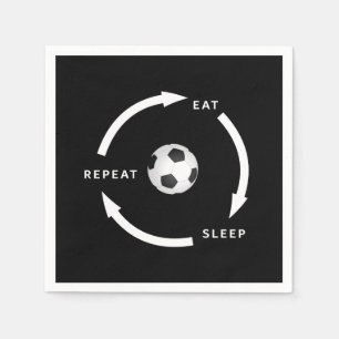 Soccer Football Eat Sleep Repeat Sports Fan Saying Napkins