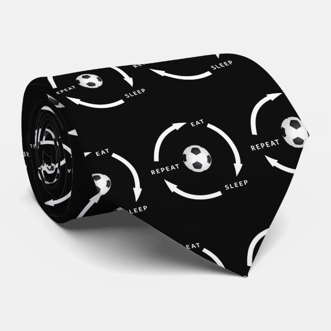 Soccer Football Eat Sleep Repeat Sports Fan Saying Neck Tie (Rolled)