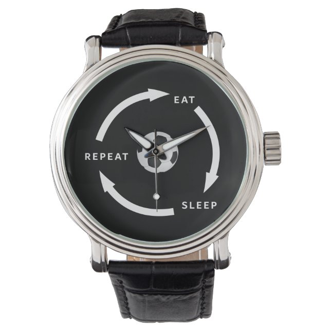 Soccer Football Eat Sleep Repeat Sports Fan Saying Watch (Front)