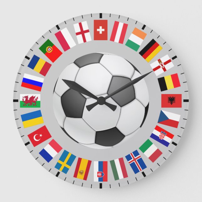 Soccer Football European Championship 2016 Large Clock (Front)