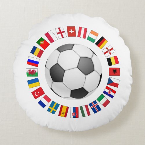 Soccer Football European Championship 2016 Round Pillow