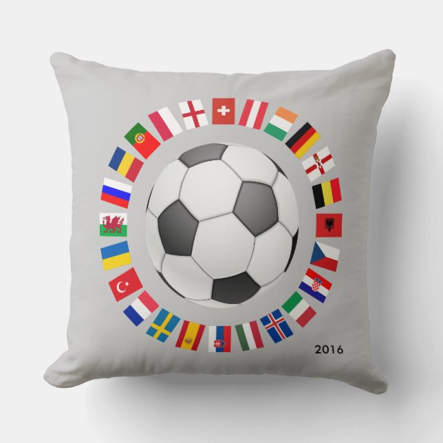 Soccer Football European Championship 2016 Throw Pillow (Front)