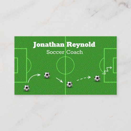 Soccer Football Field Ball Game Plan Coach Business Card