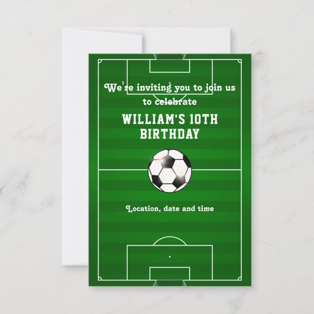 Soccer Football Field Custom Birthday Invitation (Front)