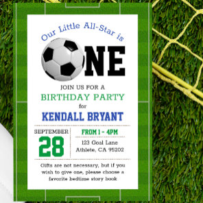 Soccer Football First Birthday Invitation