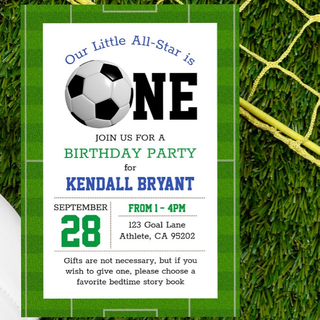 Soccer Football First Birthday Invitation (Creator Uploaded)