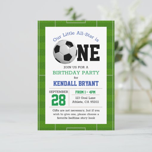 Soccer Football First Birthday Invitation | Zazzle