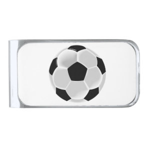 Soccer Football Futbol Ball Silver Finish Money Clip