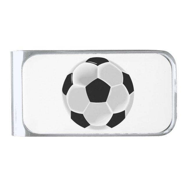 Soccer Football Futbol Ball Silver Finish Money Clip (Front)
