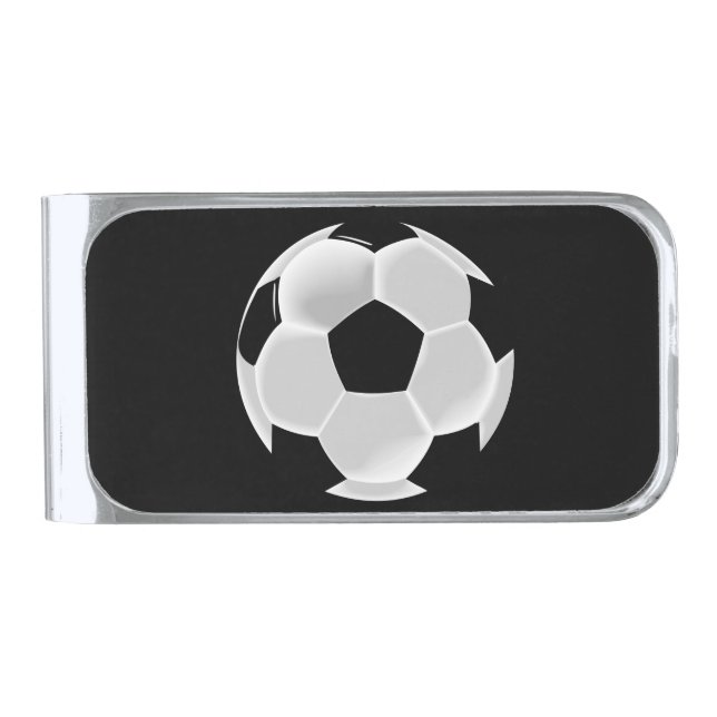 Soccer Football Futbol Ball Silver Finish Money Clip (Front)
