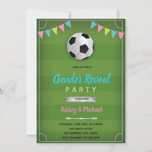 Soccer football gender reveal invitation