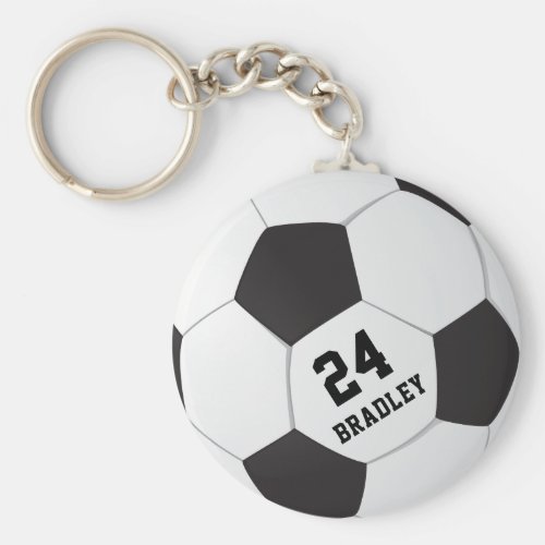 Soccer Football Gift  Personalized Name Number Keychain