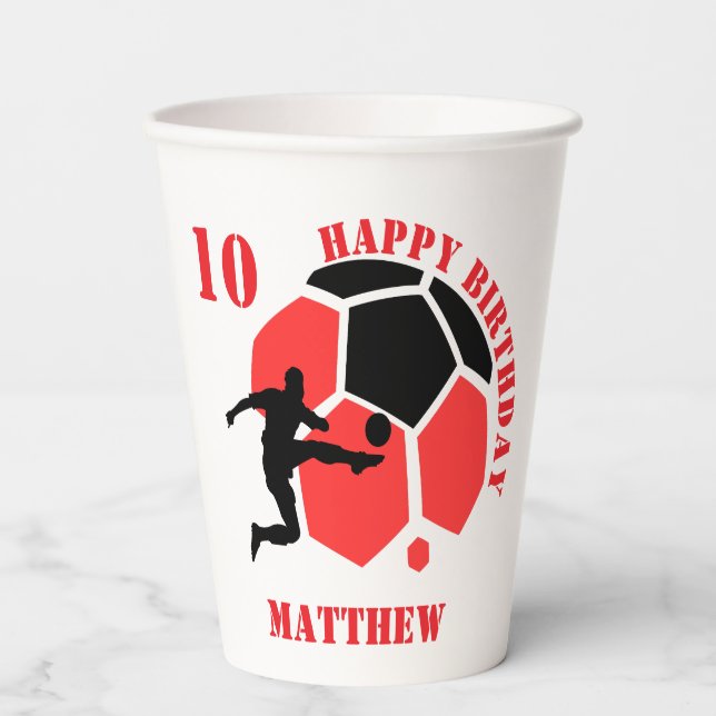Soccer Football Girl Player Birthday Paper Cups (Front)