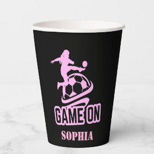 Soccer Football Girl Player Birthday Paper Cups