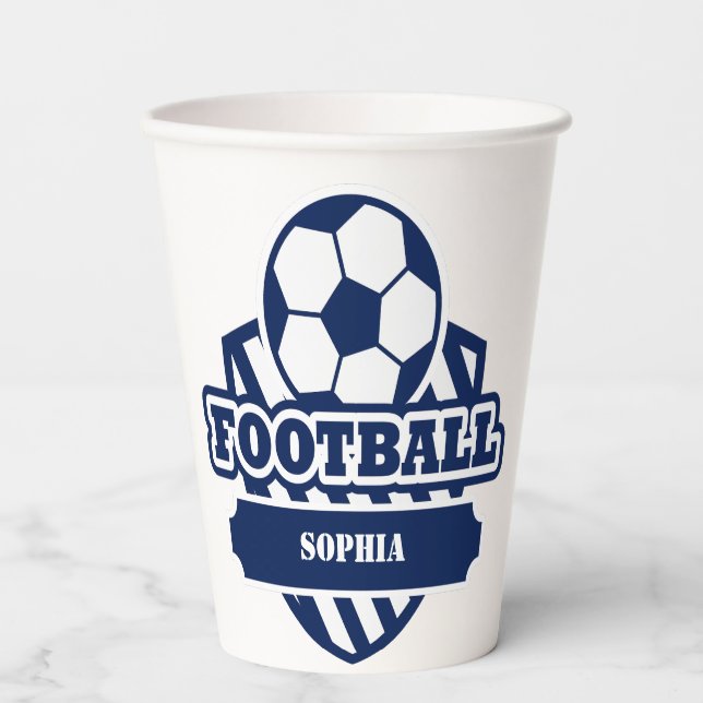 Soccer Football Girl Player Birthday Paper Cups (Front)