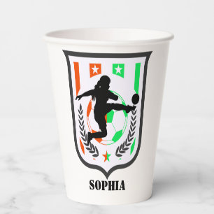 Soccer Football Girl Player Birthday Paper Cups